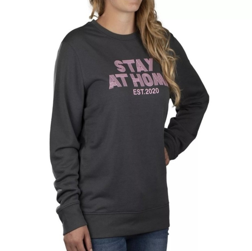 Modern Canvas Stay At Home Est 2020 Oversized Sweatshirt Size Medium - Picture 1 of 5